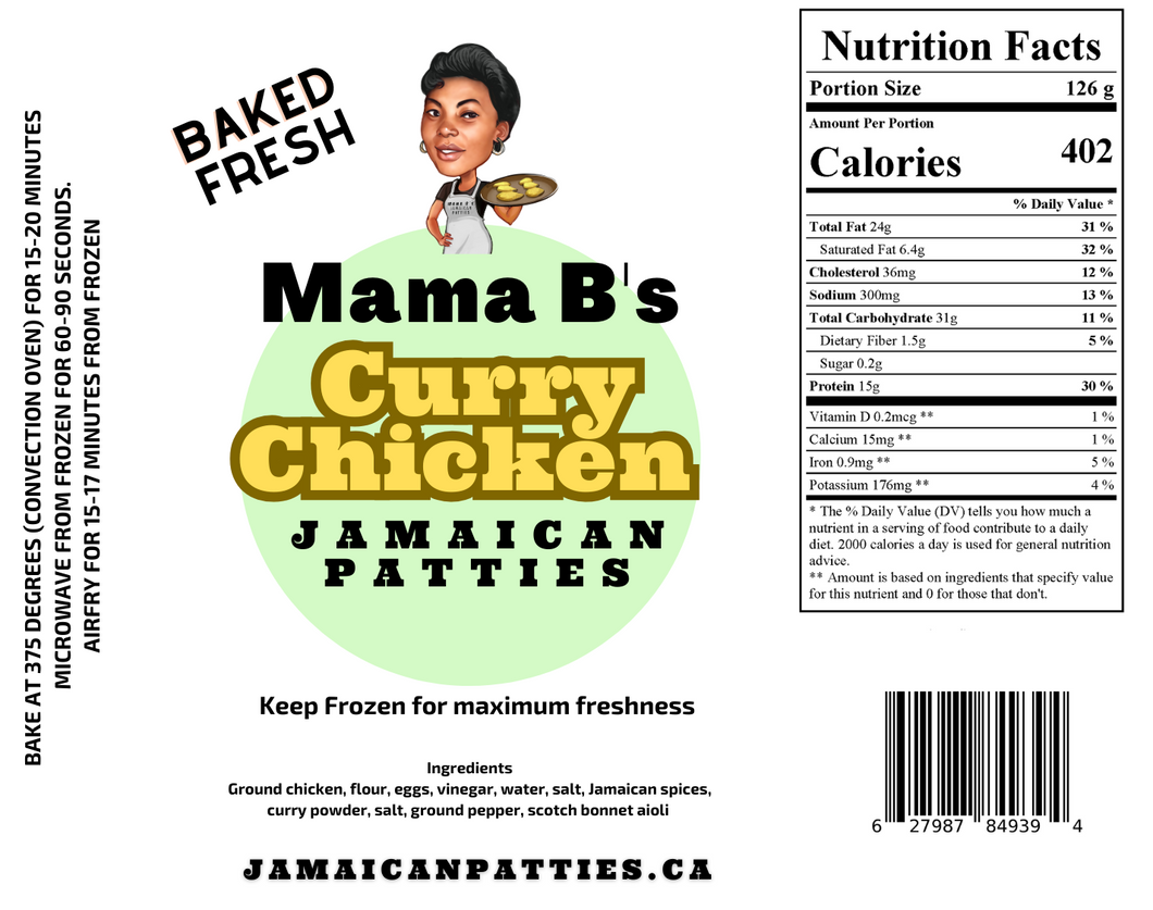 Mama B's Curry Chicken Patties (3 pack)